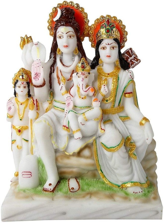FABZONE Marble Dust Lord Shiva Parivar | Mahadeva Family Idol, 8.5 Inches, Multicolor(White), 1 Piece - Image 1